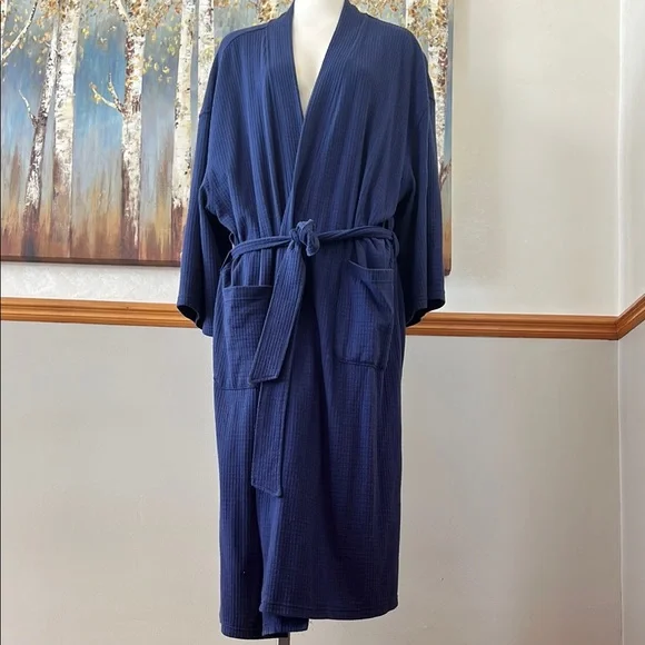 blue vivienne westwood dress Big Men's Espionage Waffle Dressing Gown - PJ158 - Navy | 2XL to 5XL main image 0